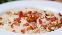 Risoto Quatro Queijos com Bacon Risoto Quatro Queijos com Bacon