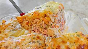 Receita de Arroz de Forno Rápido com Queijo | Gratinado Cremoso